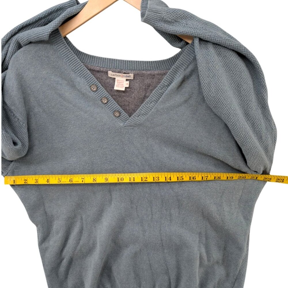 Carbon 2 Cobalt Sweater Mens Light Blue V Neck Long Sleeve Cotton Size M - Picture 7 of 8